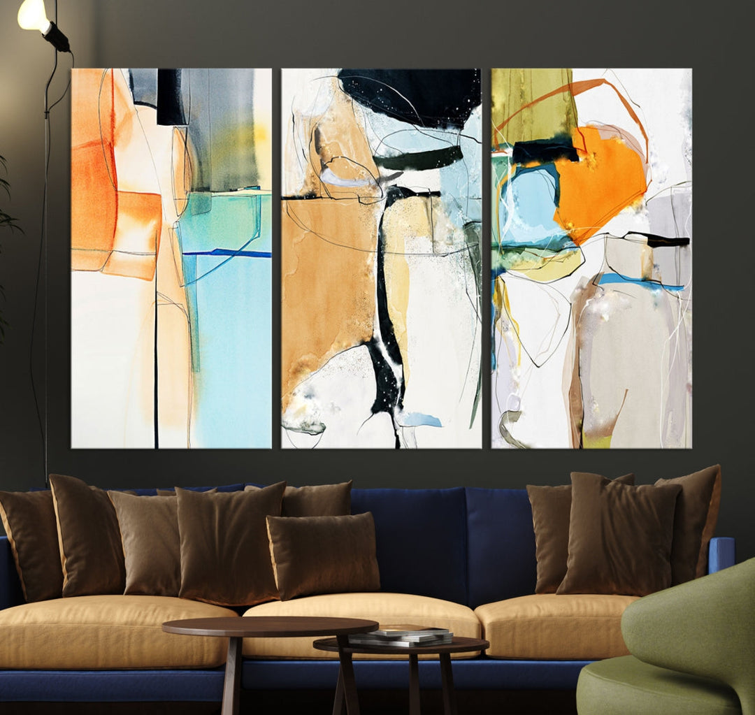 Contemporary Boho Style Abstract Canvas Wall Art Print