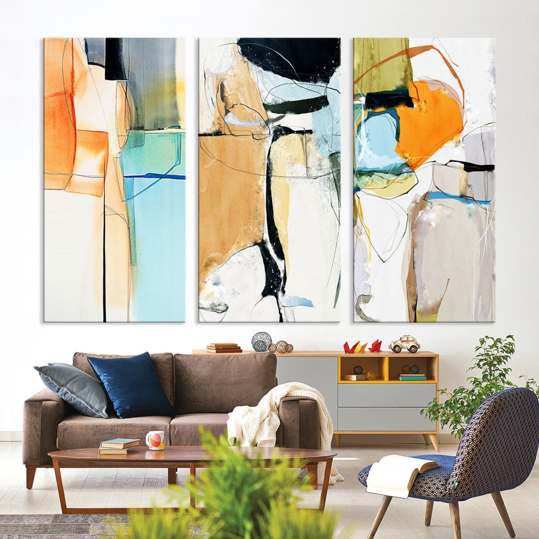 Contemporary Boho Style Abstract Canvas Wall Art Print