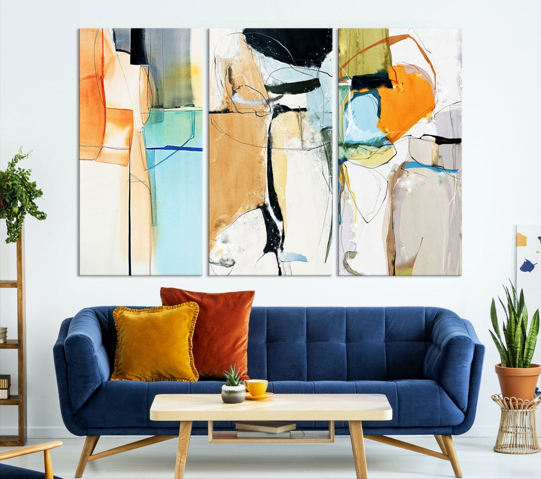 Contemporary Boho Style Abstract Canvas Wall Art Print