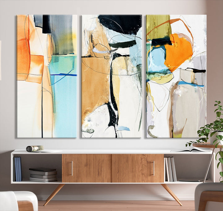 Contemporary Boho Style Abstract Canvas Wall Art Print