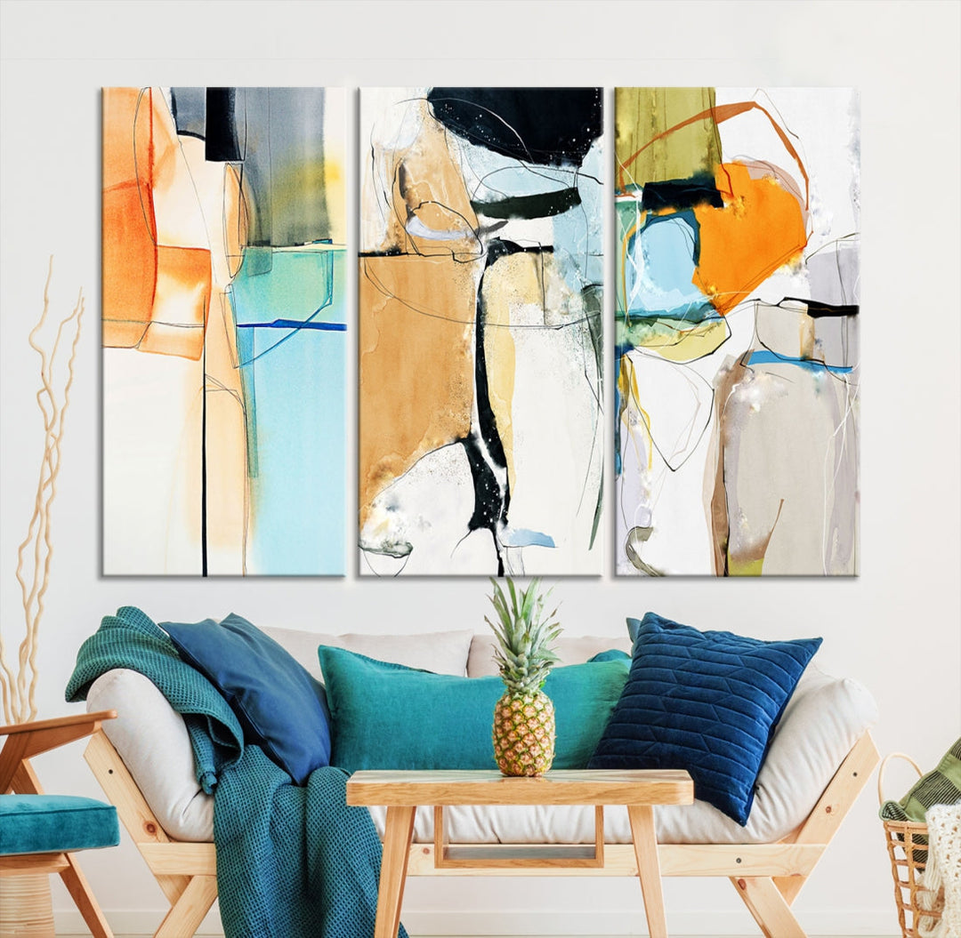 Contemporary Boho Style Abstract Canvas Wall Art Print