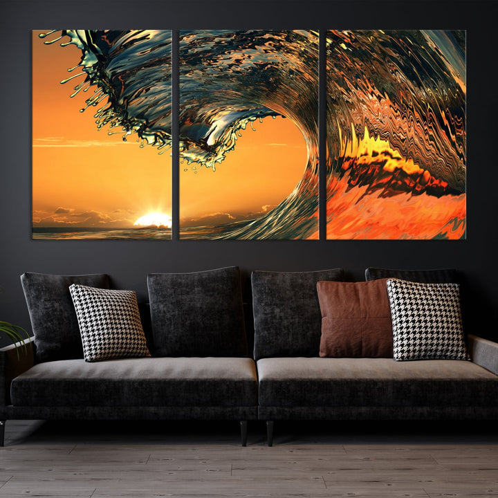 Cool Rip Curl Ocean Wave Sunset Canvas Wall Art Print Living Room Decor