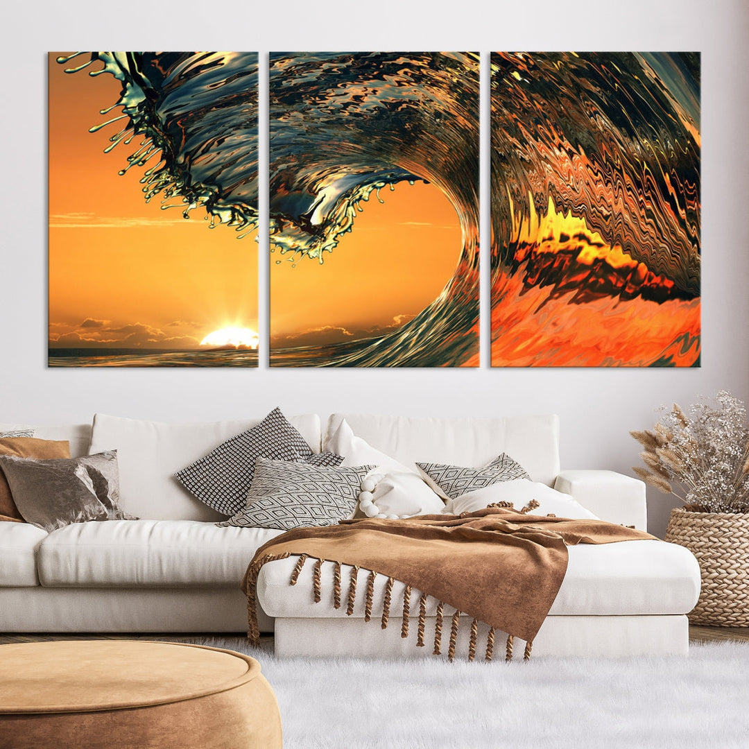 Cool Rip Curl Ocean Wave Sunset Canvas Wall Art Print Living Room Decor