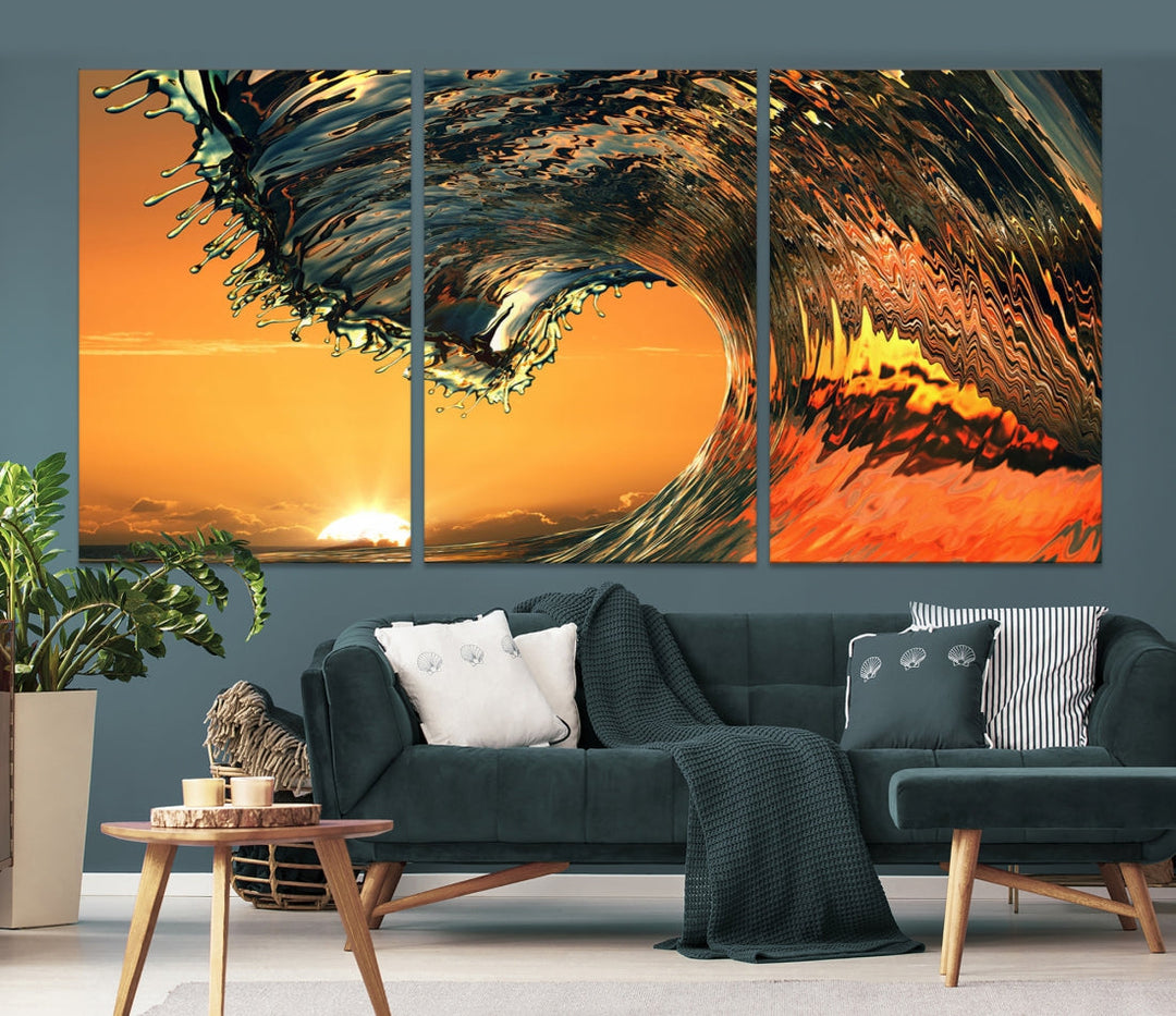 Cool Rip Curl Ocean Wave Sunset Canvas Wall Art Print Living Room Decor