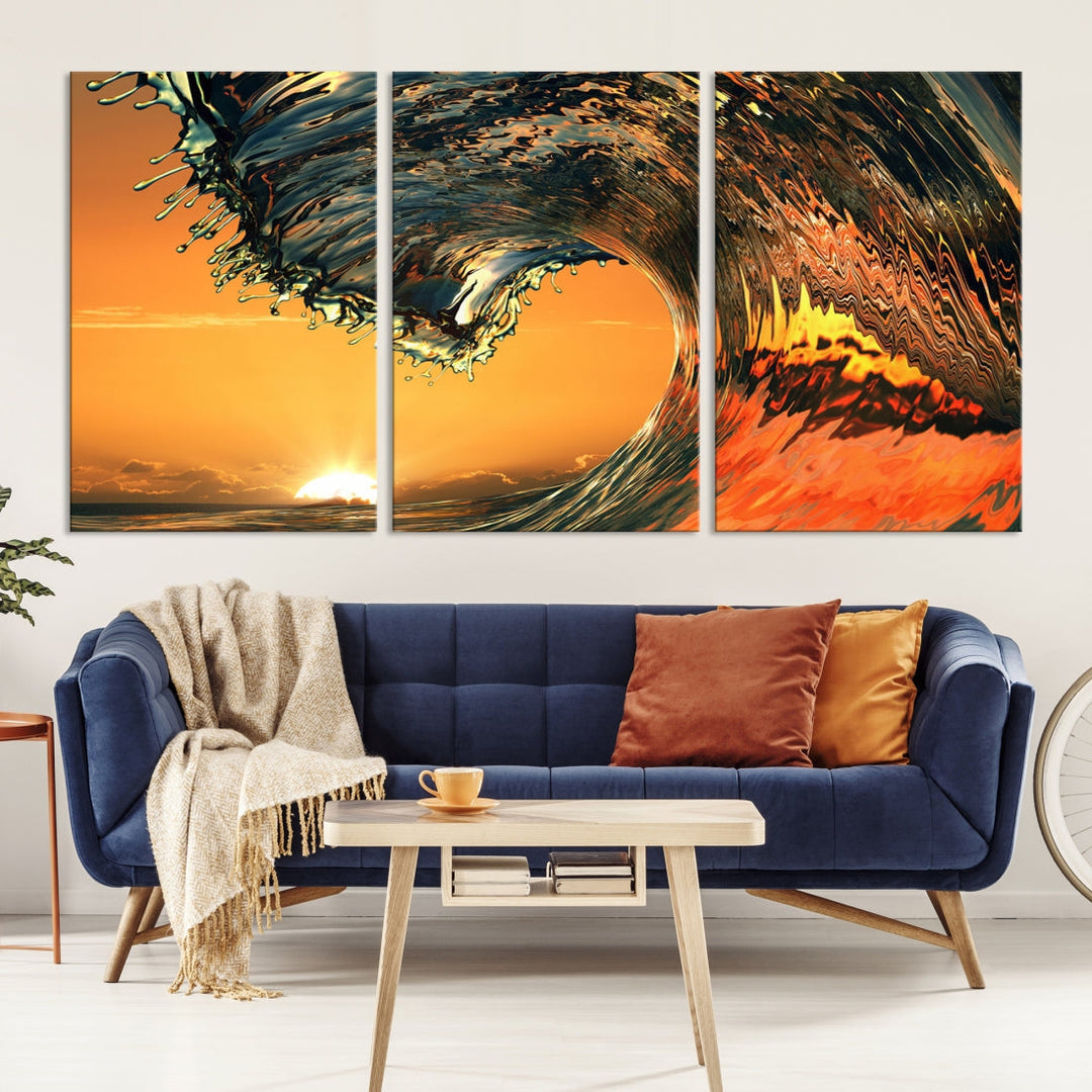 Cool Rip Curl Ocean Wave Sunset Canvas Wall Art Print Living Room Decor