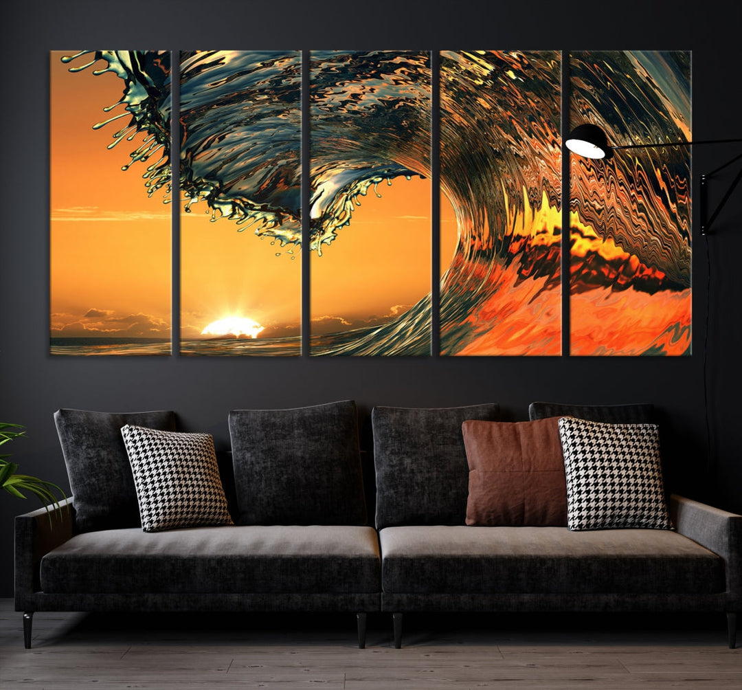 Cool Rip Curl Ocean Wave Sunset Canvas Wall Art Print Living Room Decor