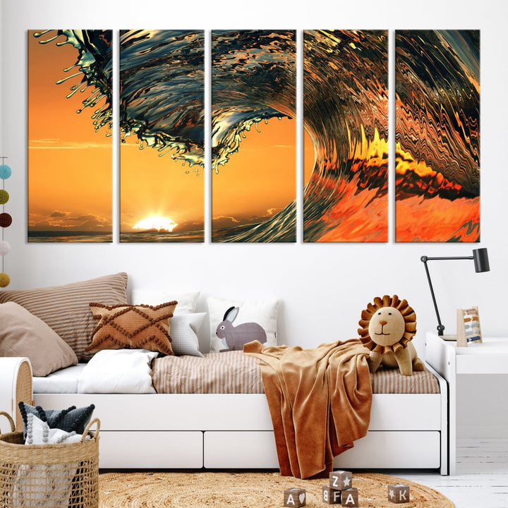 Cool Rip Curl Ocean Wave Sunset Canvas Wall Art Print Living Room Decor