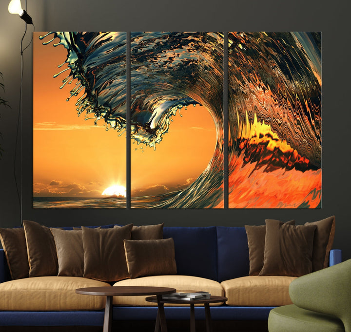 Cool Rip Curl Ocean Wave Sunset Canvas Wall Art Print Living Room Decor