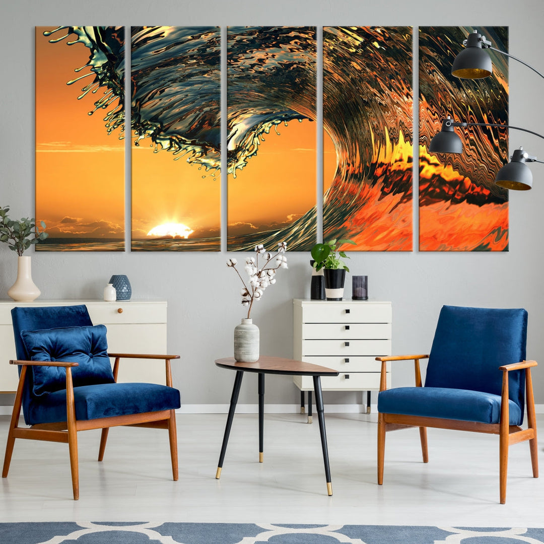 Cool Rip Curl Ocean Wave Sunset Canvas Wall Art Print Living Room Decor