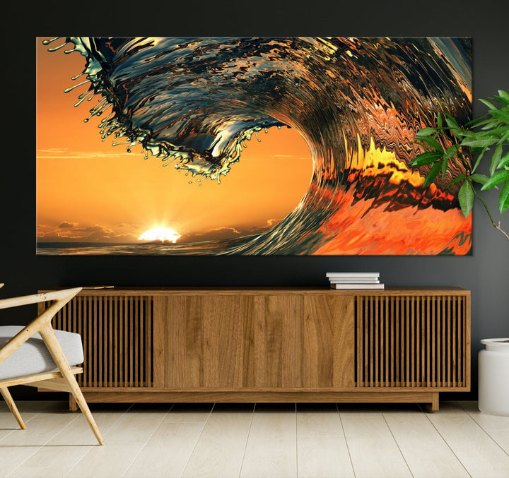 Cool Rip Curl Ocean Wave Sunset Canvas Wall Art Print Living Room Decor