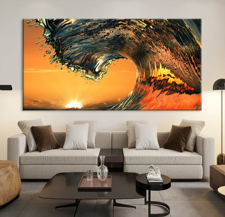 Cool Rip Curl Ocean Wave Sunset Canvas Wall Art Print Living Room Decor