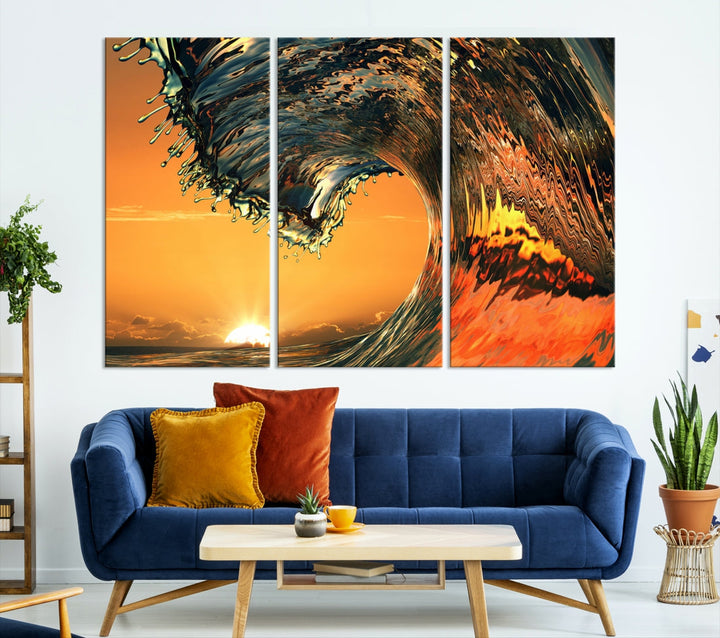 Cool Rip Curl Ocean Wave Sunset Canvas Wall Art Print Living Room Decor