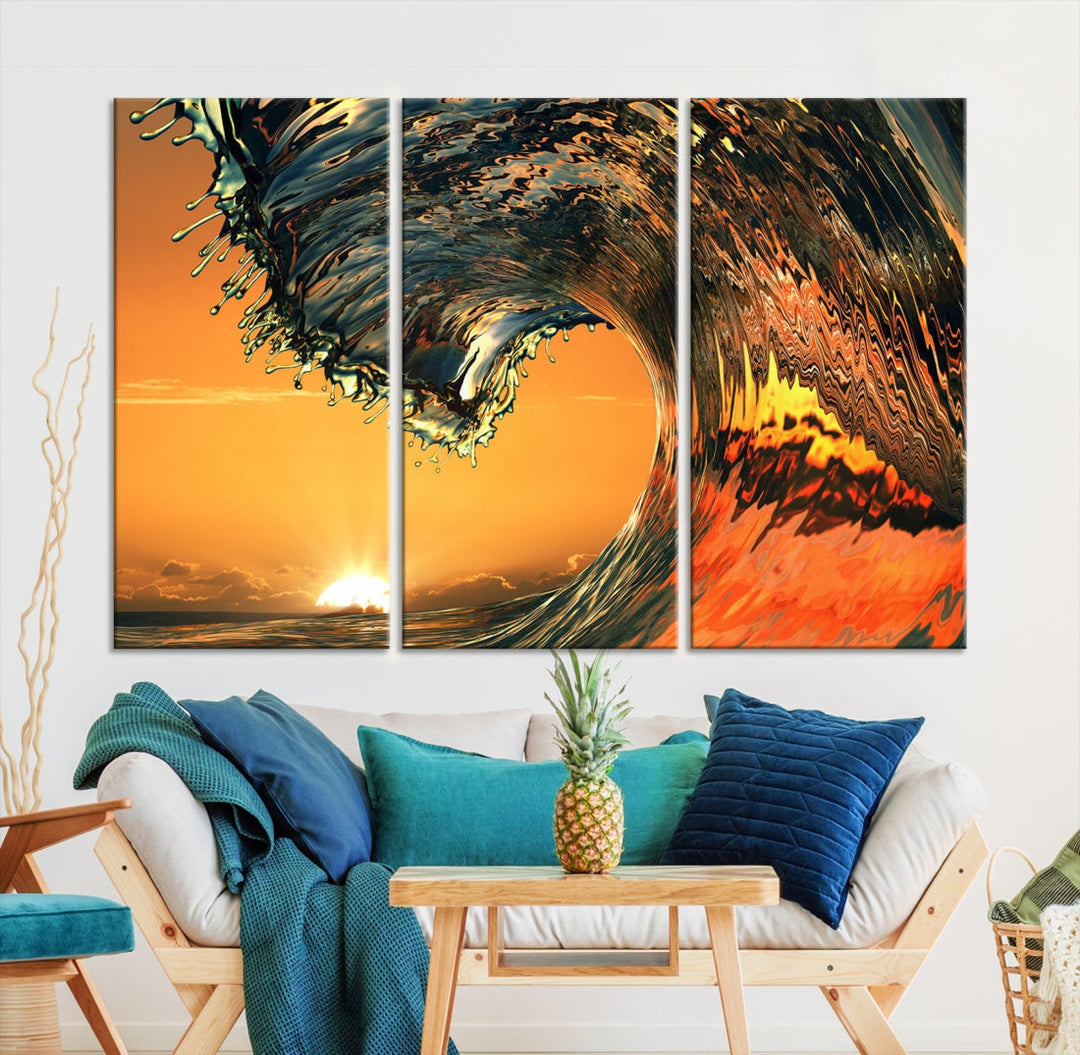 Cool Rip Curl Ocean Wave Sunset Canvas Wall Art Print Living Room Decor