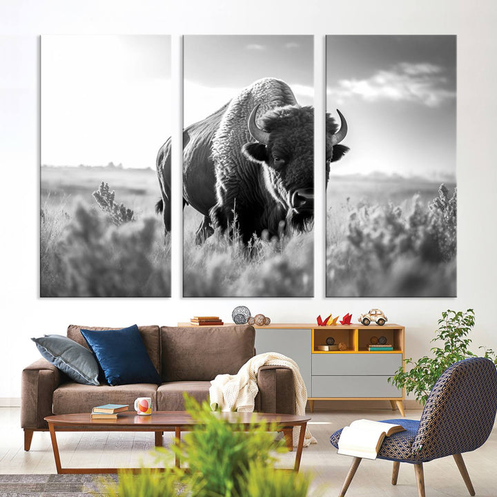 Cow Bighorn Wall Art Canvas Print, Longhorn Texas Large Cow Animal Canvas Print