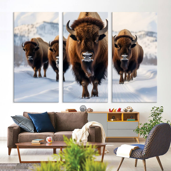 Cow Bighorn Wall Art Canvas Print, Longhorn Texas Large Cow Animal Canvas Print