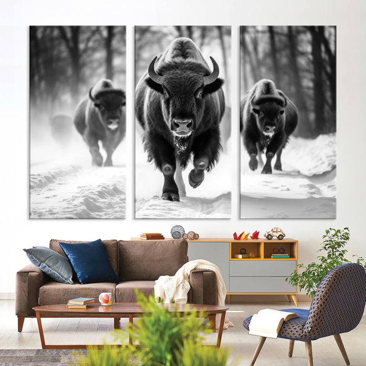 Cow Bighorn Wall Art Canvas Print, Longhorn Texas Large Cow Animal Canvas Print