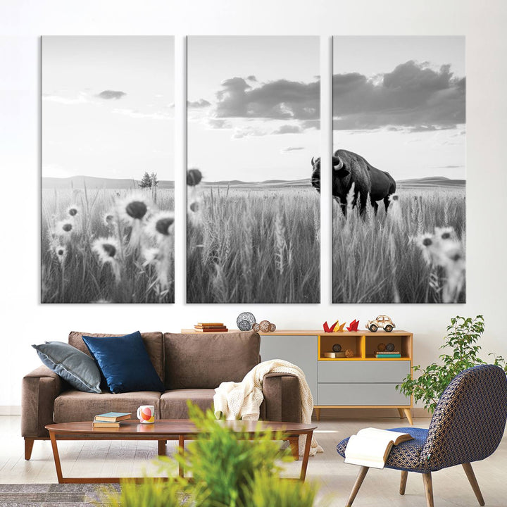 Cow Bighorn Wall Art Canvas Print, Longhorn Texas Large Cow Animal Canvas Print