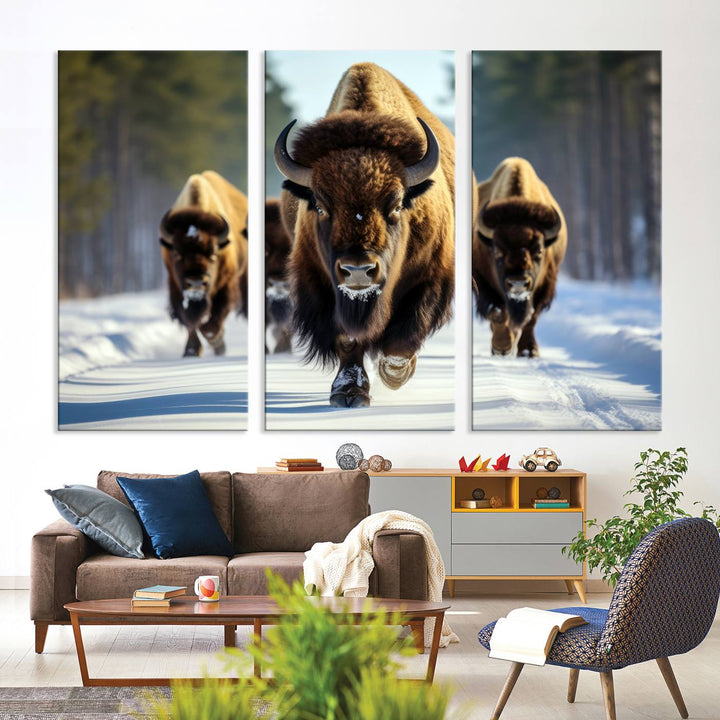 Cow Bighorn Wall Art Canvas Print, Longhorn Texas Large Cow Animal Canvas Print