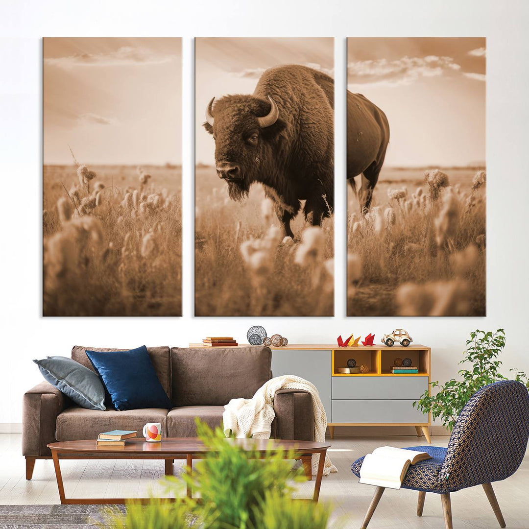 Cow Bighorn Wall Art Canvas Print, Longhorn Texas Large Cow Animal Canvas Print