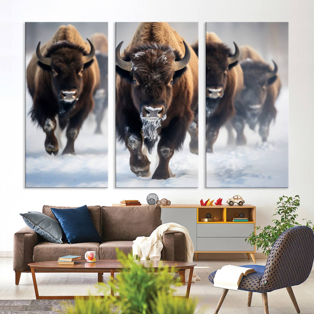 Cow Bighorn Wall Art Canvas Print, Longhorn Texas Large Cow Animal Canvas Print