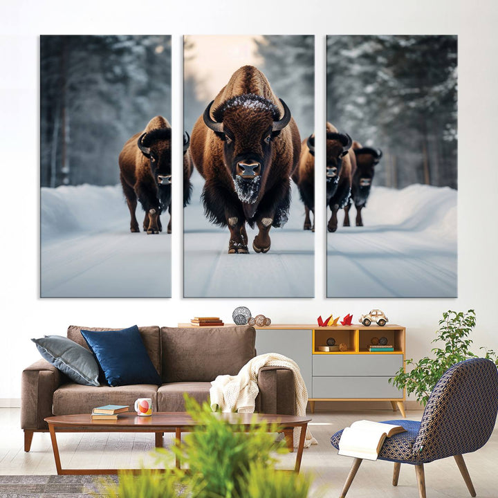 Cow Bighorn Wall Art Canvas Print, Longhorn Texas Large Cow Animal Canvas Print