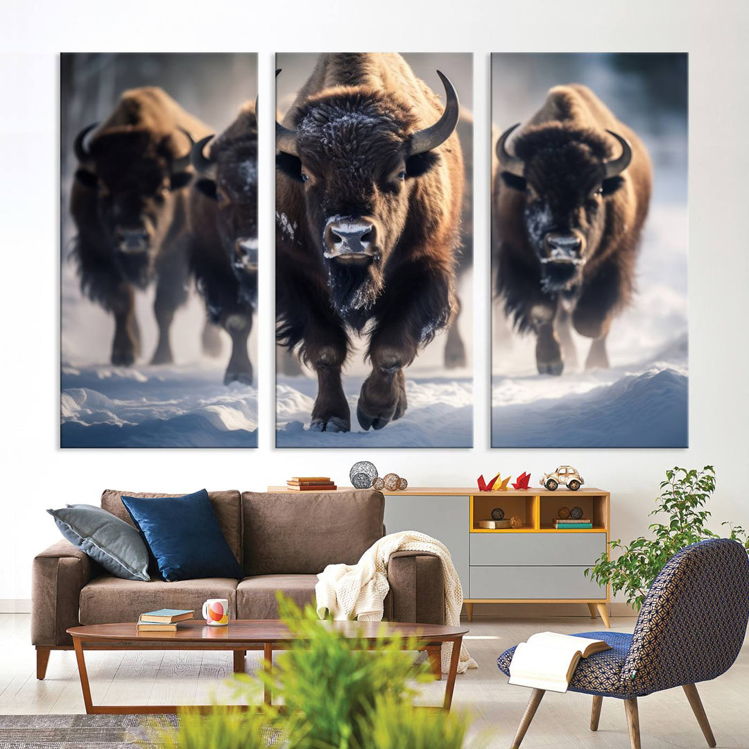 Cow Bighorn Wall Art Canvas Print, Longhorn Texas Large Cow Animal Canvas Print