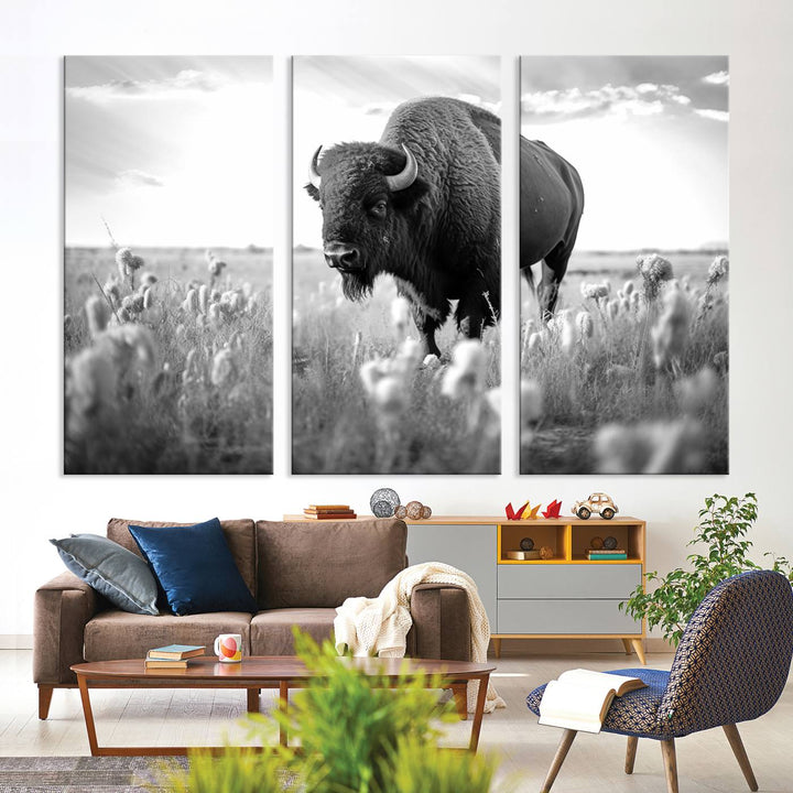 Cow Bighorn Wall Art Canvas Print, Longhorn Texas Large Cow Animal Canvas Print