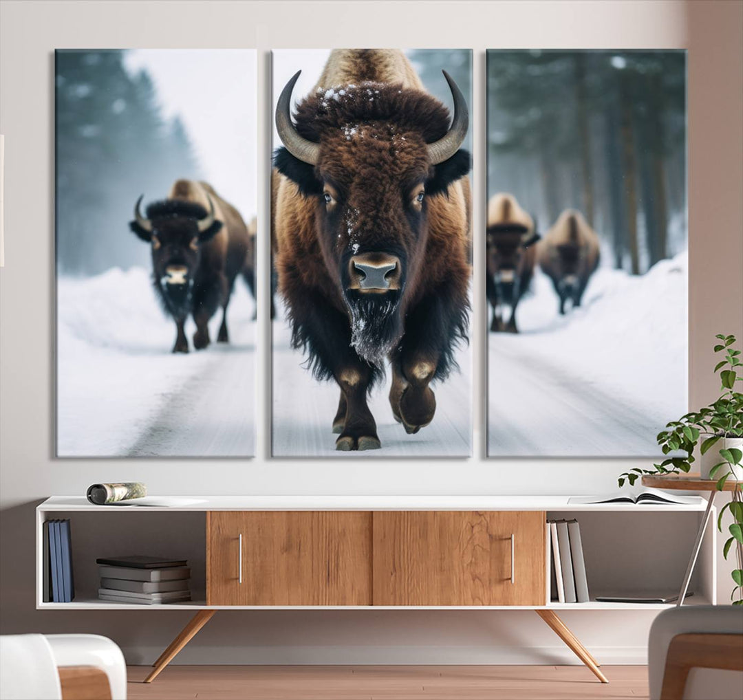 Cow Bighorn Wall Art Canvas Print, Longhorn Texas Large Cow Animal Canvas Print