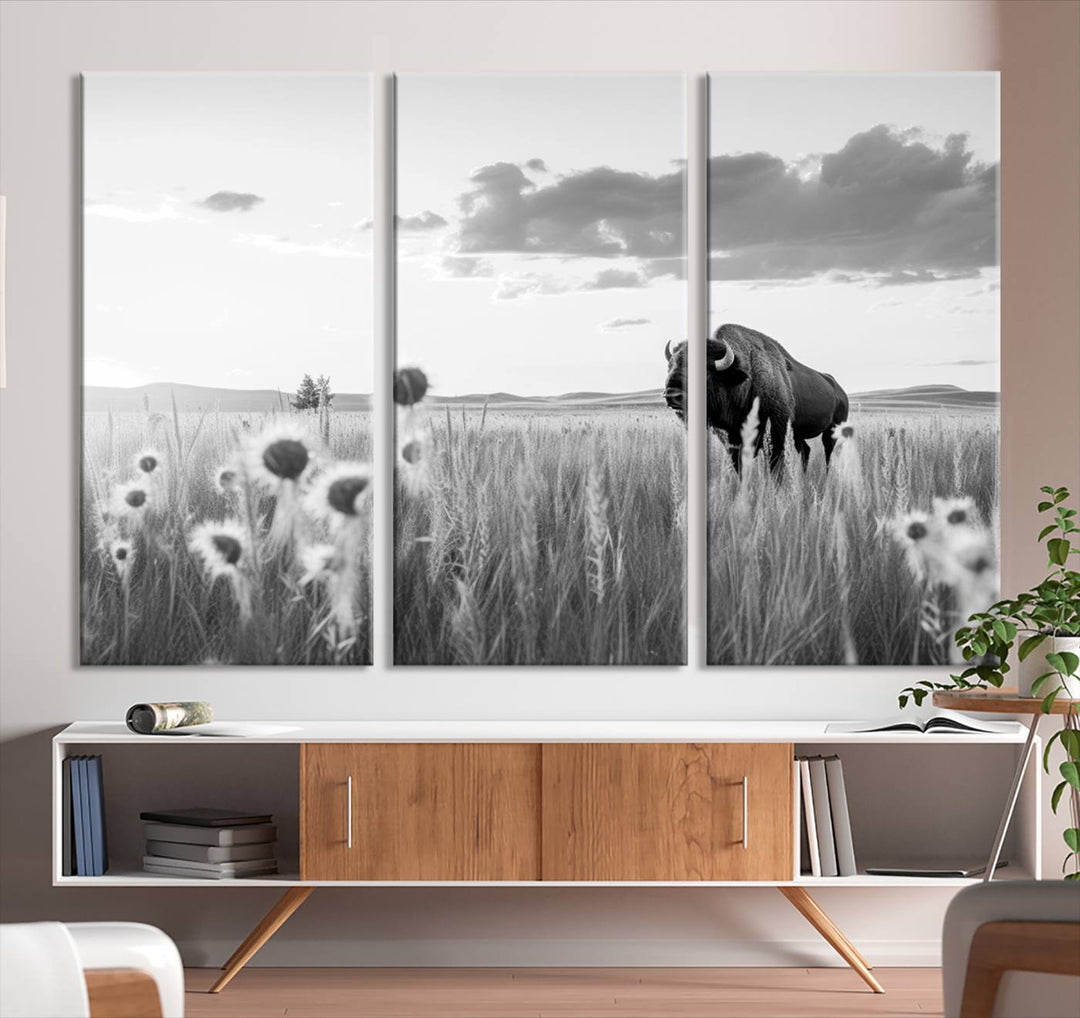 Cow Bighorn Wall Art Canvas Print, Longhorn Texas Large Cow Animal Canvas Print