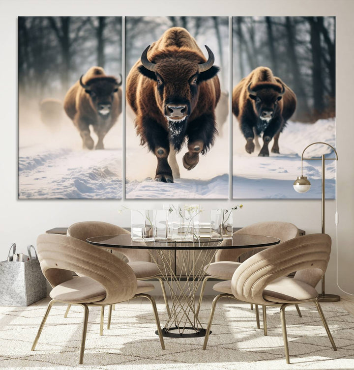 Cow Bighorn Wall Art Canvas Print, Longhorn Texas Large Cow Animal Canvas Print