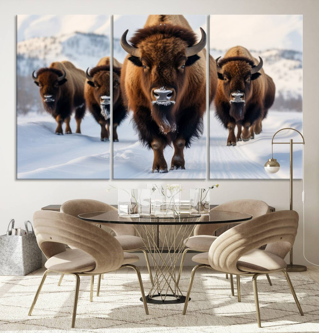 Cow Bighorn Wall Art Canvas Print, Longhorn Texas Large Cow Animal Canvas Print