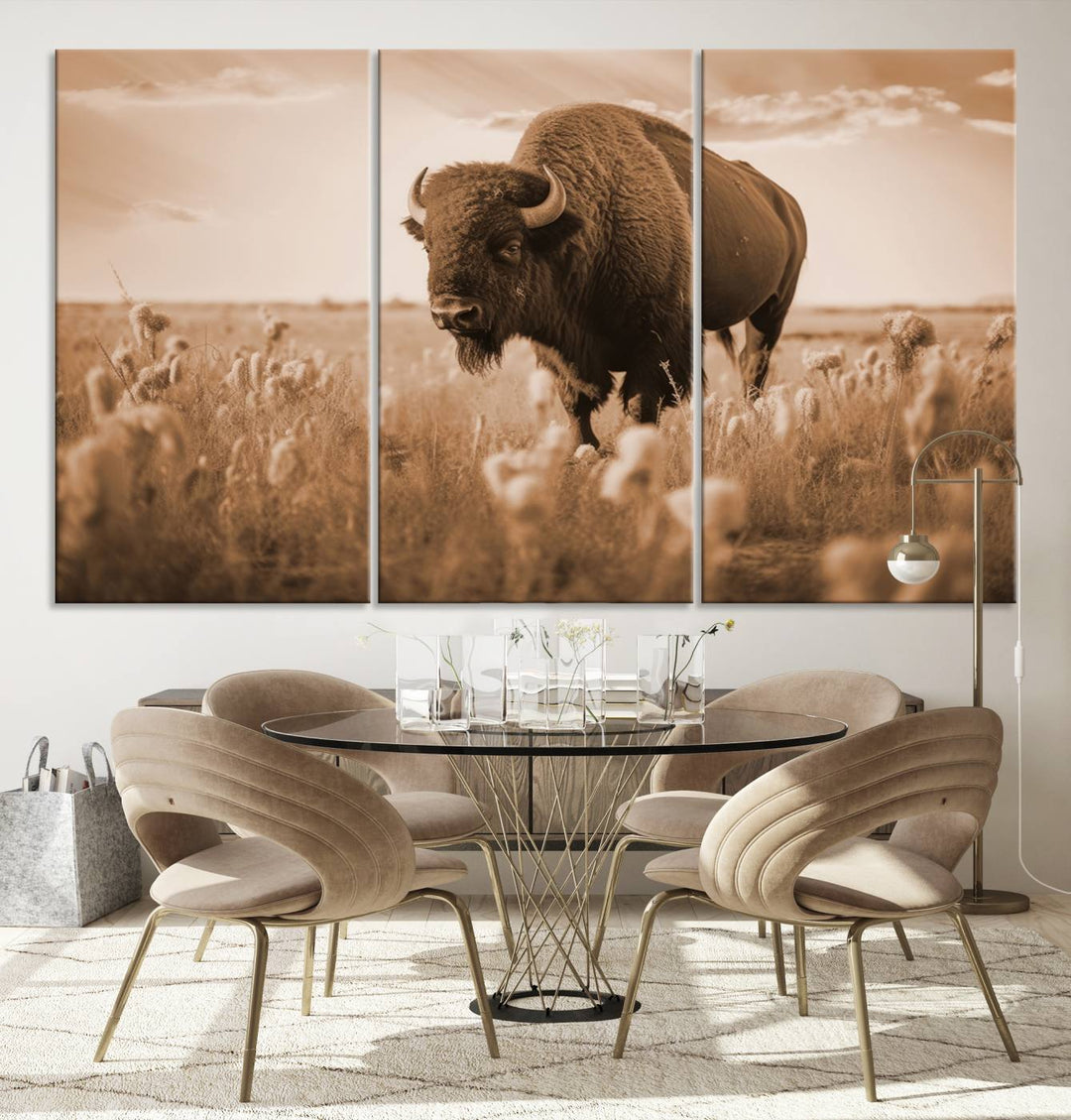 Cow Bighorn Wall Art Canvas Print, Longhorn Texas Large Cow Animal Canvas Print