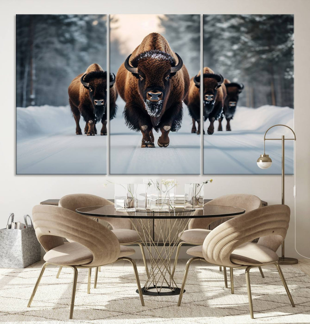 Cow Bighorn Wall Art Canvas Print, Longhorn Texas Large Cow Animal Canvas Print