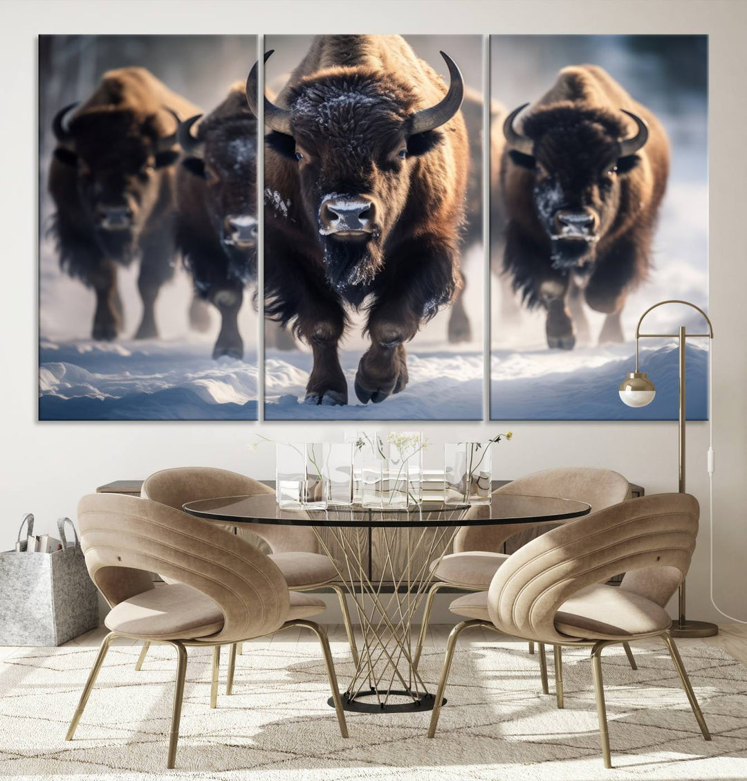 Cow Bighorn Wall Art Canvas Print, Longhorn Texas Large Cow Animal Canvas Print