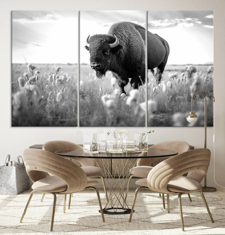 Cow Bighorn Wall Art Canvas Print, Longhorn Texas Large Cow Animal Canvas Print