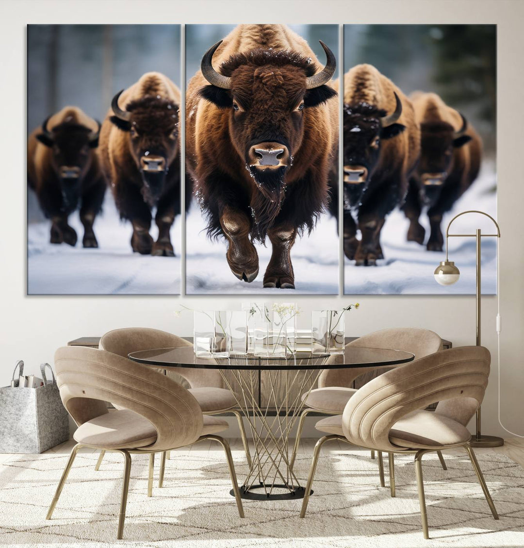 Cow Bighorn Wall Art Canvas Print, Longhorn Texas Large Cow Animal Canvas Print