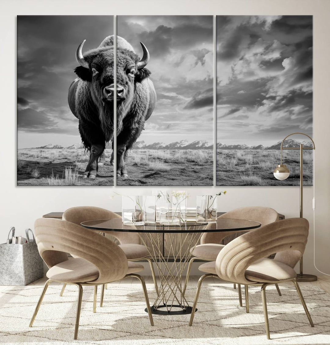 Cow Bighorn Wall Art Canvas Print, Longhorn Texas Large Cow Animal Canvas Print