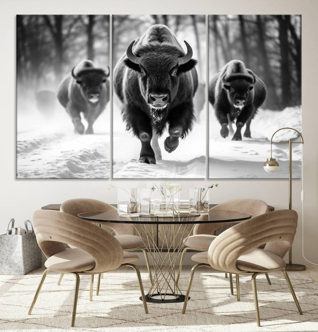 Cow Bighorn Wall Art Canvas Print, Longhorn Texas Large Cow Animal Canvas Print