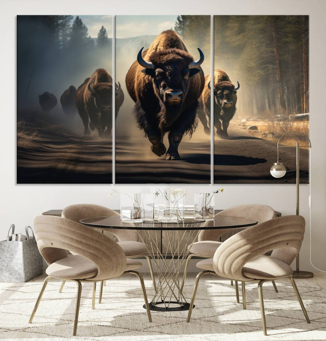 Cow Bighorn Wall Art Canvas Print, Longhorn Texas Large Cow Animal Canvas Print