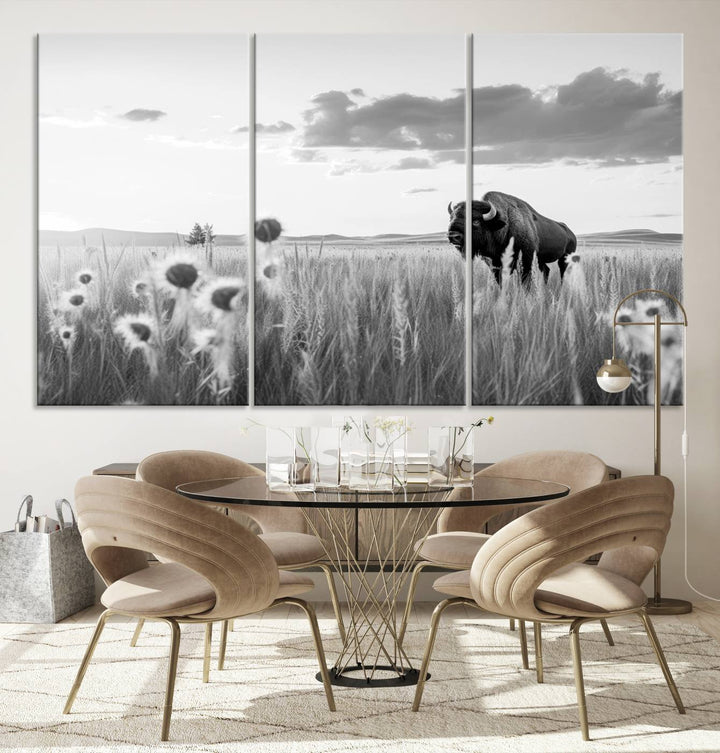 Cow Bighorn Wall Art Canvas Print, Longhorn Texas Large Cow Animal Canvas Print