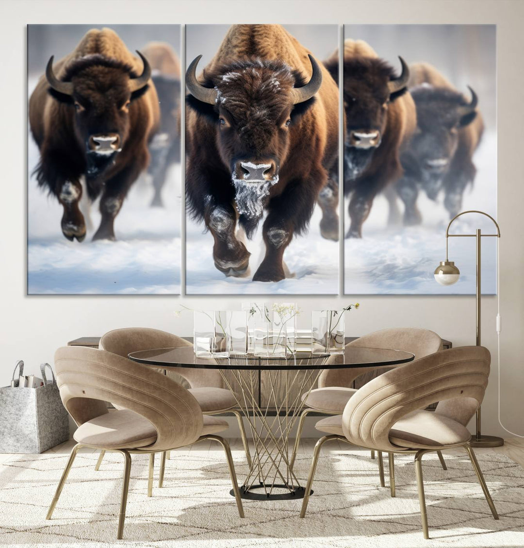 Cow Bighorn Wall Art Canvas Print, Longhorn Texas Large Cow Animal Canvas Print