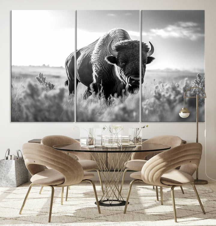 Cow Bighorn Wall Art Canvas Print, Longhorn Texas Large Cow Animal Canvas Print