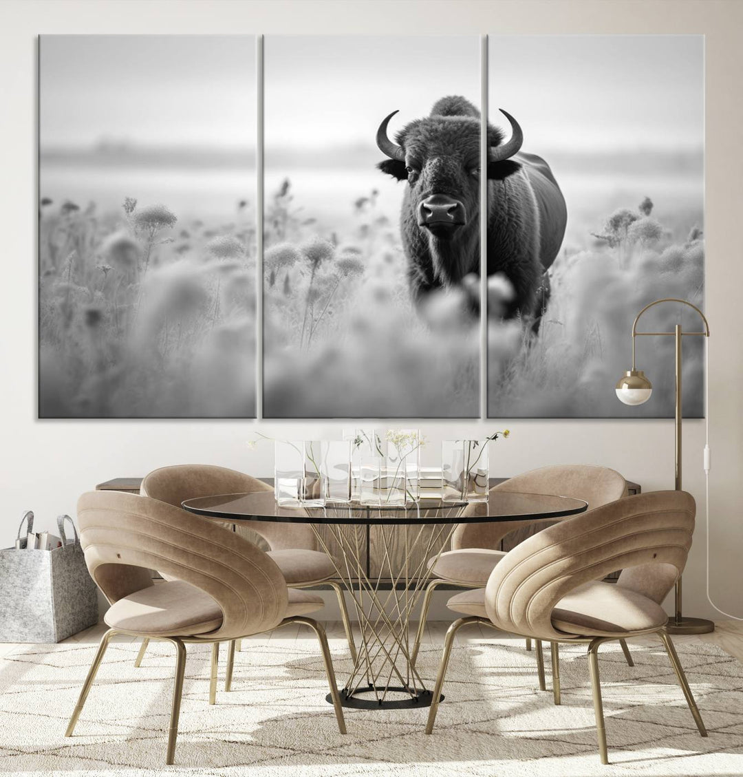 Cow Bighorn Wall Art Canvas Print, Longhorn Texas Large Cow Animal Canvas Print