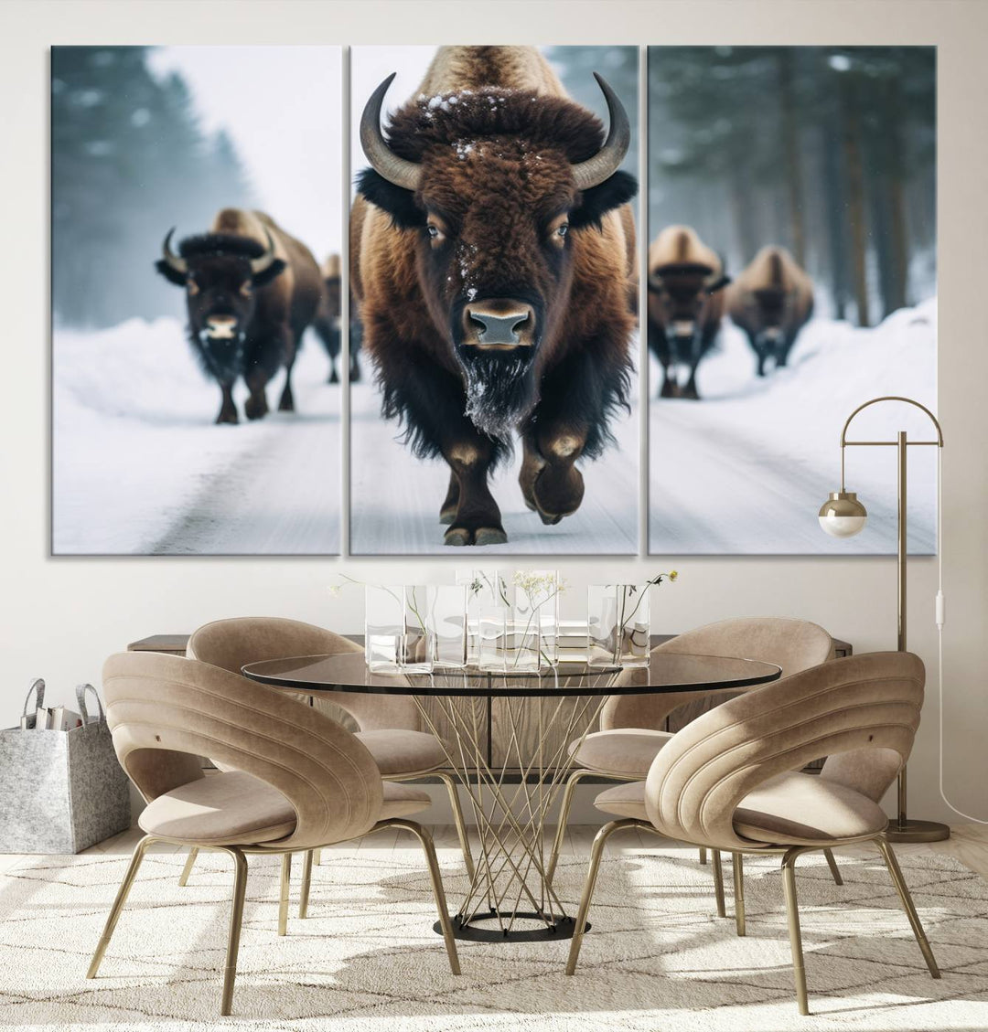 Cow Bighorn Wall Art Canvas Print, Longhorn Texas Large Cow Animal Canvas Print