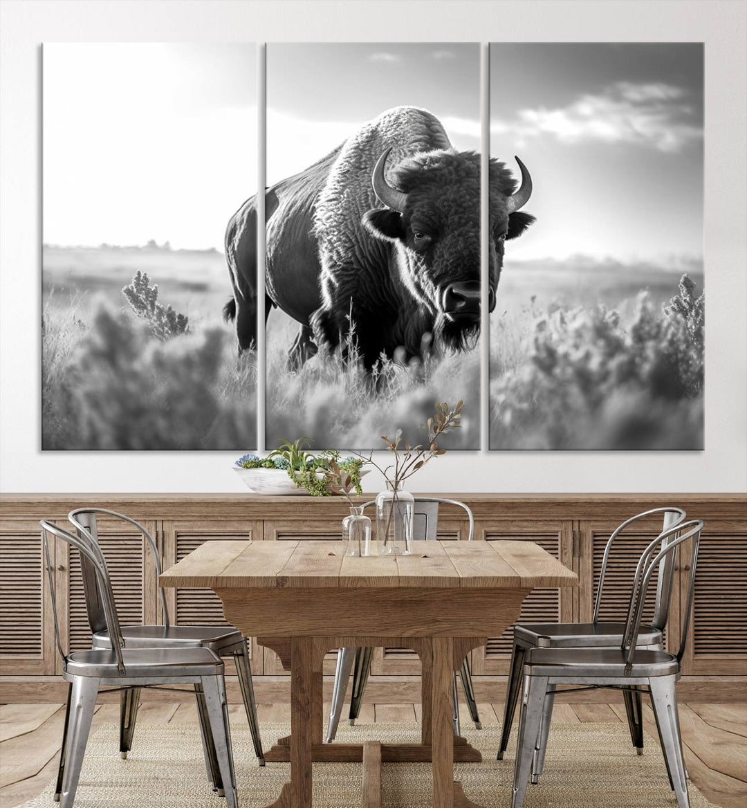 Cow Bighorn Wall Art Canvas Print, Longhorn Texas Large Cow Animal Canvas Print