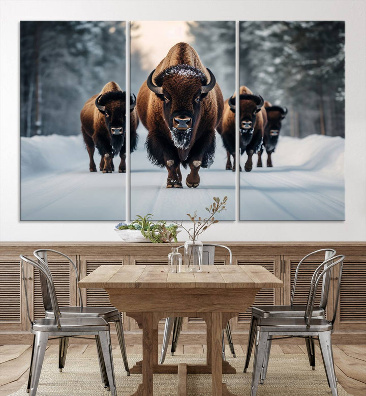 Cow Bighorn Wall Art Canvas Print, Longhorn Texas Large Cow Animal Canvas Print