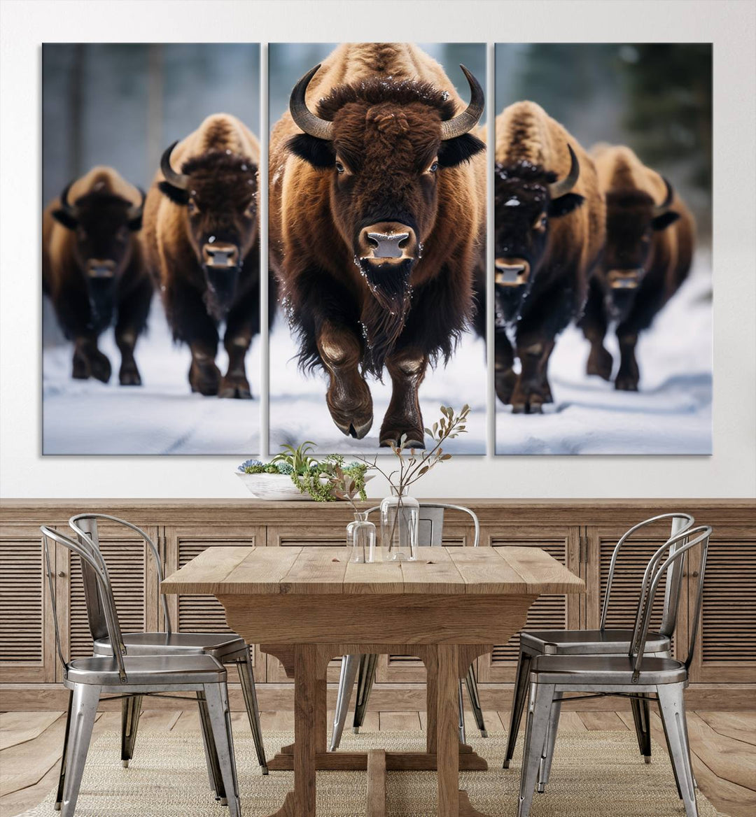 Cow Bighorn Wall Art Canvas Print, Longhorn Texas Large Cow Animal Canvas Print