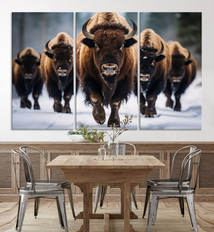 Cow Bighorn Wall Art Canvas Print, Longhorn Texas Large Cow Animal Canvas Print