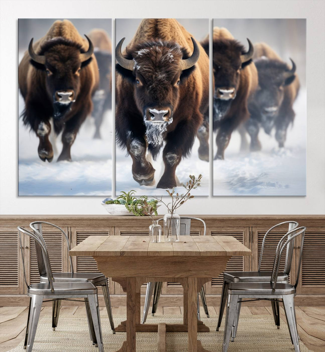 Cow Bighorn Wall Art Canvas Print, Longhorn Texas Large Cow Animal Canvas Print