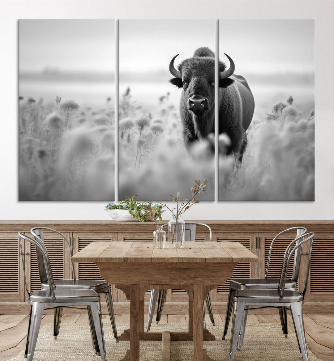 Cow Bighorn Wall Art Canvas Print, Longhorn Texas Large Cow Animal Canvas Print